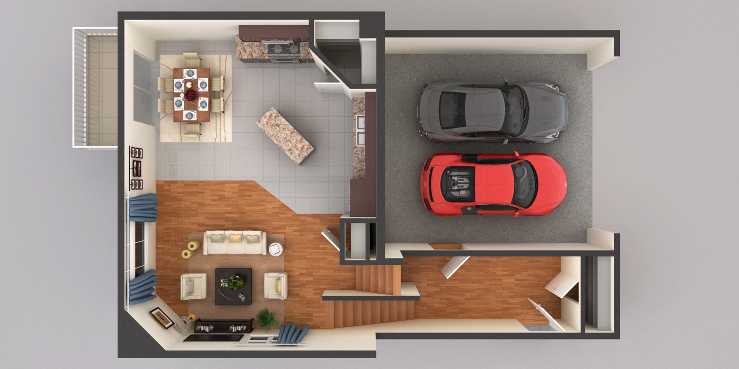 Floor plan for 3 beds, 3 baths, 2166 sqft